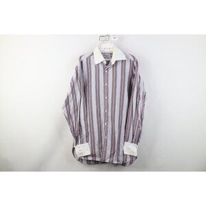 Vintage Turnbull & Asser Mens 15 38cm Striped Color Block Collared Button Shirt